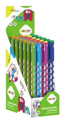 Opakowanie Ołówek trójkątny Jumbo 2B do nauki pisania mix 24 szt. Happy Color