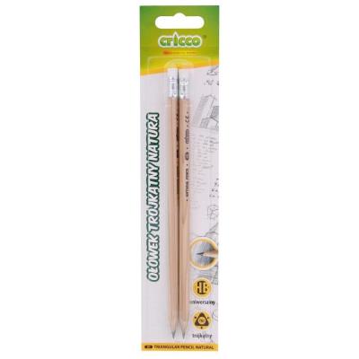 Ołówek trójkątny natura z gumką HB 2szt. CRICCO. Wydawca: Cricco. SmakLiter.pl Opakowanie Ołówek trójkątny natura z gumką HB 2szt. CRICCO