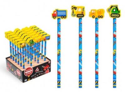 Opakowanie Ołówek z gumką do ścierania - pojazdy budowy mix