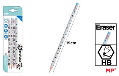 Opakowanie Ołówek z gumką HB 4szt Panda