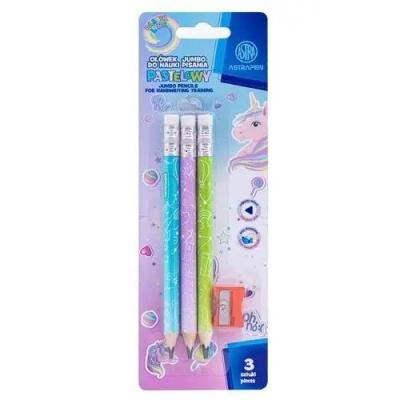 Opakowanie Ołówki grafitowe trójkątne HB Jumbo Astrakids Unicorn 3 szt. z  temperówką