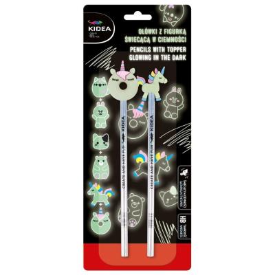 Opakowanie Ołówki z figurką świecącą w ciemności 2szt KIDEA