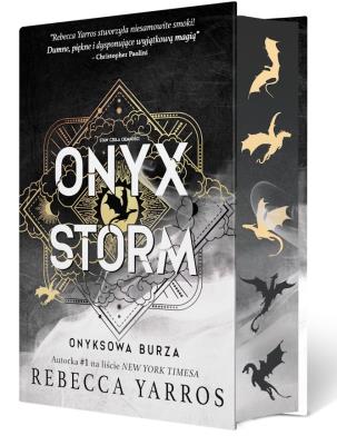Onyx Storm. Onyksowa burza. Autor: Rebecca Yarros. SmakLiter.pl Okładka książki Onyx Storm. Onyksowa burza