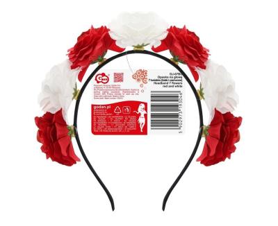 Opakowanie Opaska na głowę biało czerwona 7 kwiatów