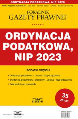 Okładka książki Ordynacja podatkowa, NIP 2023. Podatki-Przewodnik