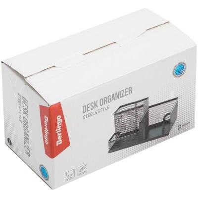 Opakowanie Organizer na biurko Steel&Style 3 komory czarny