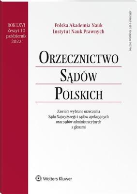 Okładka książki Orzecznictwo Sądów Polskich 10/2022