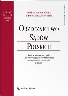 Okładka książki Orzecznictwo Sądów Polskich 11/2022