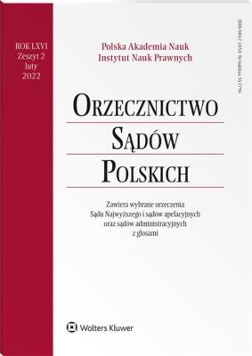 Okładka książki Orzecznictwo Sądów Polskich 2/2022