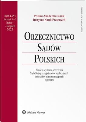 Okładka książki Orzecznictwo Sądów Polskich 7-8/2022
