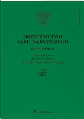 Okładka książki Orzecznictwo Sądu Najwyższego 7-8/2022