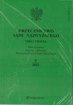 Okładka książki Orzecznictwo Sądu Najwyższego 9/2022