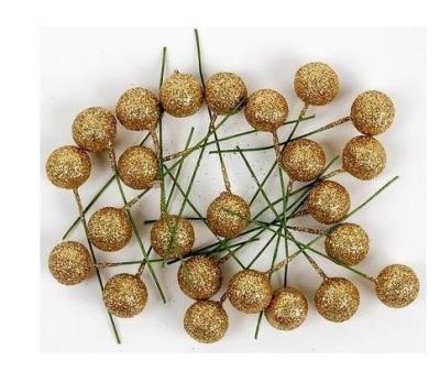 Opakowanie Owoce ostrzokerzewu 12cm złote brokat