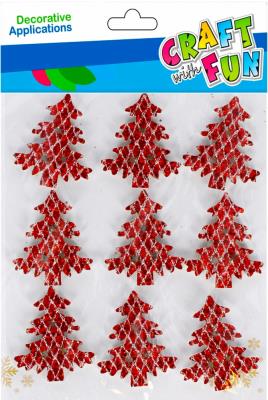 Opakowanie Ozdoba BN samoprzylepna choinka brokatowa czerwona 9szt.