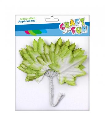 Opakowanie Ozdoba dekoracyjna drucik listki 4cm zieleń klon 12szt.