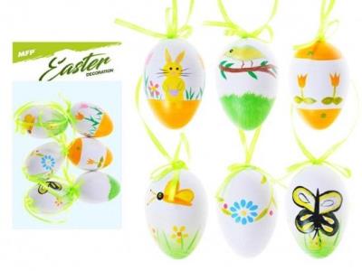 Opakowanie Ozdoba jajka plastik nadruk 6cm 6szt