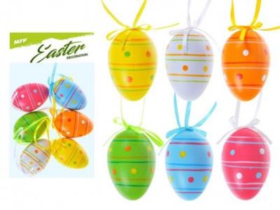 Opakowanie Ozdoba jajka plastik nadruk 6cm 6szt