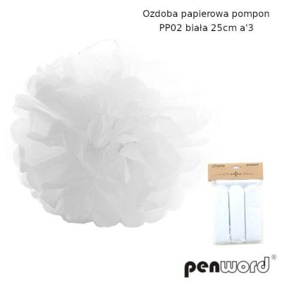 Opakowanie Ozdoba papierowa pompon biała 25cm 3szt