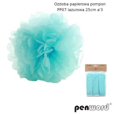 Opakowanie Ozdoba papierowa pompon lazurowa 25cm 3szt