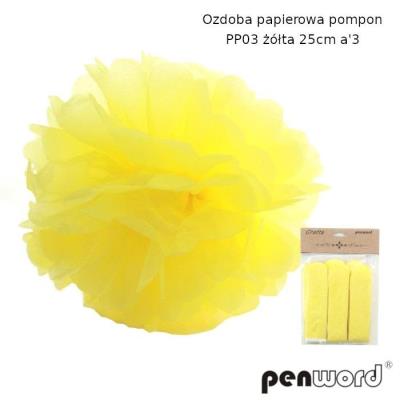 Opakowanie Ozdoba papierowa pompon żółta 25cm 3szt