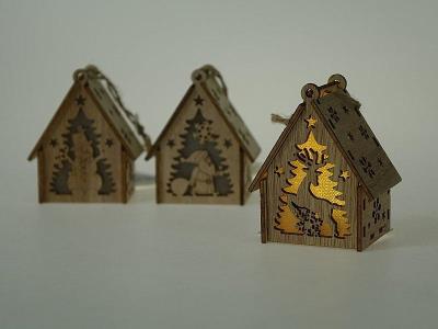 Opakowanie Ozdoba świąteczna drewniana ze światłem MIX