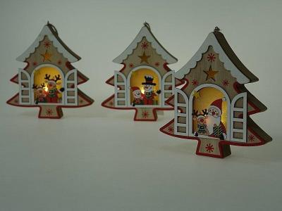 Opakowanie Ozdoba świąteczna drewniana ze światłem MIX