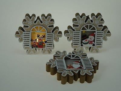 Opakowanie Ozdoba świąteczna drewniana ze światłem MIX