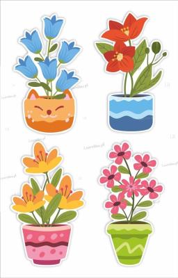 Opakowanie Ozdoby okienne Wiosna duże kwiaty w donicach 4szt