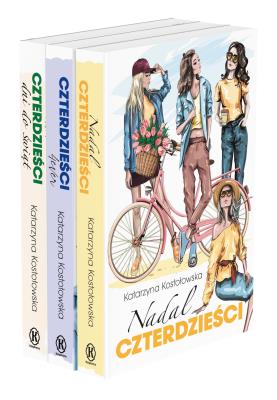 Pakiet: Nadal czterdzieści / Czterdzieści 4ever / Czterdzieści dni do świąt. Autor: Katarzyna Kostołowska. SmakLiter.pl Okładka książki Pakiet: Nadal czterdzieści / Czterdzieści 4ever / Czterdzieści dni do świąt