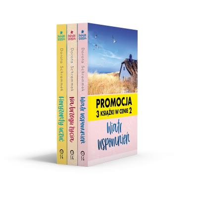 Pakiet Zakątek Szczęścia: Horyzonty uczuć+ Na brzegu+Wiatr. Autor: Dorota Schrammek. SmakLiter.pl Okładka książki Pakiet Zakątek Szczęścia: Horyzonty uczuć+ Na brzegu+Wiatr