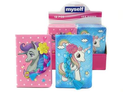 Opakowanie Pamiętnik A5 jednorożec z warkoczem (12szt)