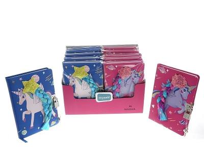 Opakowanie Pamiętnik jednorożce z warkoczem i kłódką (12szt)