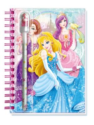 Opakowanie Pamiętnik na spirali z długopisem i akcesoriami Księżniczki