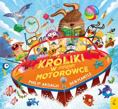 Pędzące króliki Króliki w motorówce. Autor: Philip Ardagh. SmakLiter.pl Okładka książki Pędzące króliki Króliki w motorówce