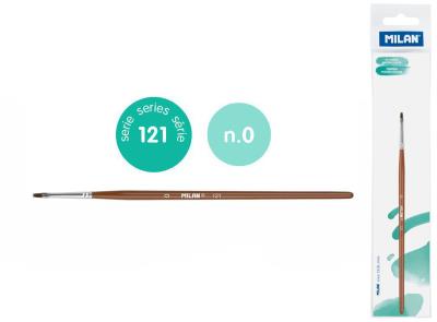 Opakowanie Pędzel płaski z włosia koziego seria 121 nr 0 Milan 1 szt. na blistrze