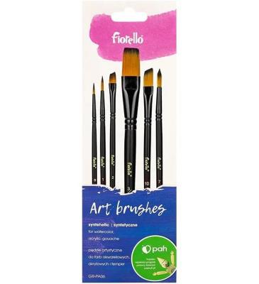 Pędzle artystyczne nylonowe 6szt. Wydawca: Fiorello. SmakLiter.pl Opakowanie Pędzle artystyczne nylonowe 6szt