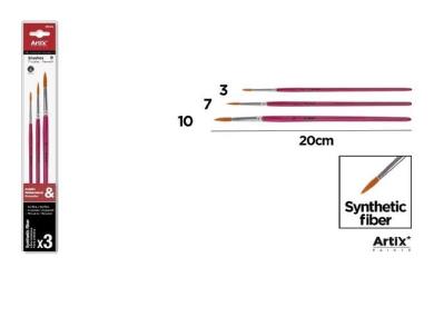 Pędzle syntetyczne okrągłe 3szt. Wydawca: Artix. SmakLiter.pl Opakowanie Pędzle syntetyczne okrągłe 3szt