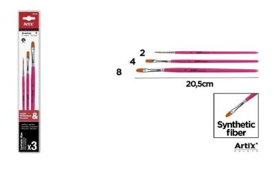 Pędzle syntetyczne płaskie 3szt. Wydawca: Artix. SmakLiter.pl Opakowanie Pędzle syntetyczne płaskie 3szt