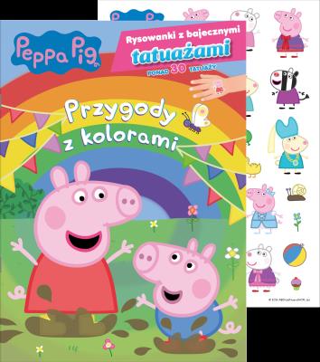 Okładka książki Peppa Pig. Rysowanki z bajecznymi tatuażami cz. 1 Przygody z kolorami