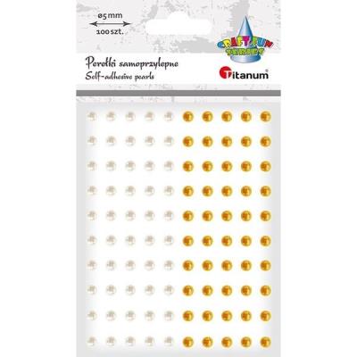 Opakowanie Perełki samoprzylepne 5mm 100szt białe złote