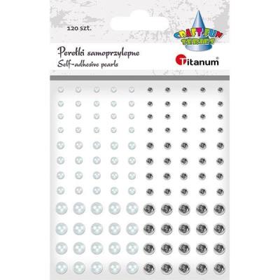 Opakowanie Perełki samoprzylepne okrągłe 120szt białe srebrne