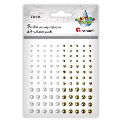 Opakowanie Perełki samoprzylepne okrągłe 120szt białe złote