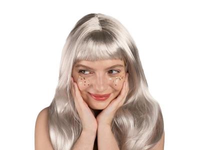 Opakowanie Peruka długie włosy srebrna