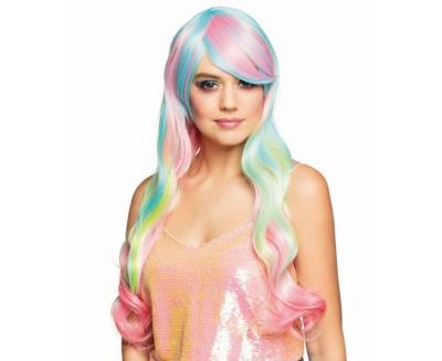 Opakowanie Peruka heaven falowane tęczowe włosy