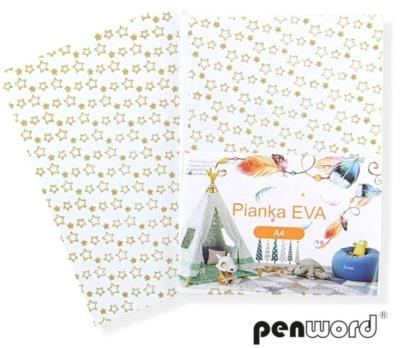 Opakowanie Pianka A4 z gwiazdkami brokatowymi biała 5szt