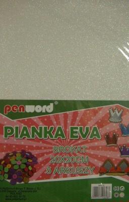 Opakowanie Pianka brokatowa biała 20x30cm 5szt