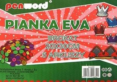 Opakowanie Pianka brokatowa srebrna 20x30cm 5szt