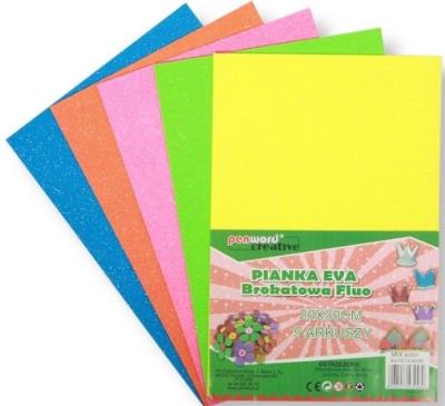 Opakowanie Pianka fluo brokatowa 20x30cm 5szt