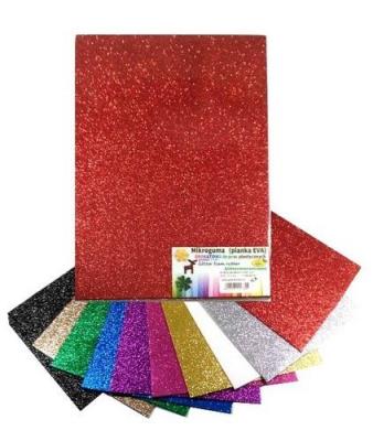 Opakowanie Pianka mikroguma brokat 20x30cm 10 arkuszy