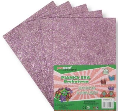 Opakowanie Pianka multicolor brokat 3 20x30 5szt